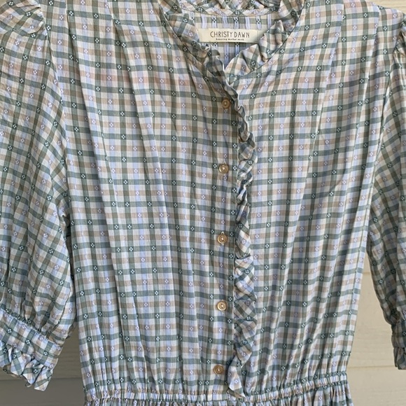 RARE Christy dawn linden lotus gingham maxi organic cotton dress small - Picture 14 of 15